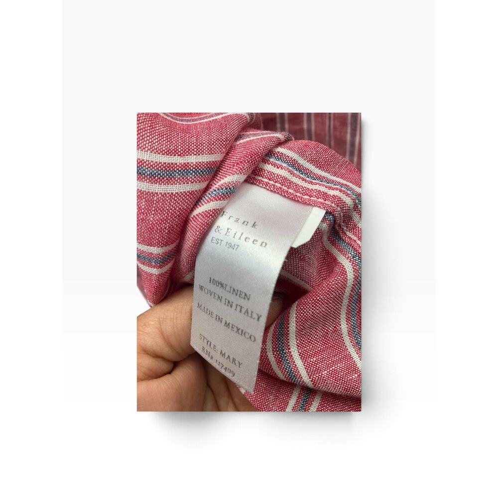 Frank & Eileen Women’s Size M Red/White/Blue Striped Linen Collared Tunic - Picture 12 of 13